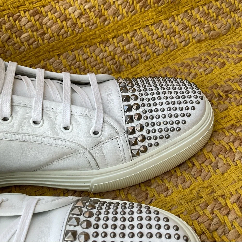 Men’s Gucci White Leather Studded High Top Sneaker Size 15 AUTHENTIC
